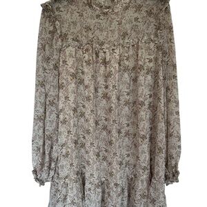 Dress Forum Los Angeles Dress Womens Beige Floral Sheer Lined-